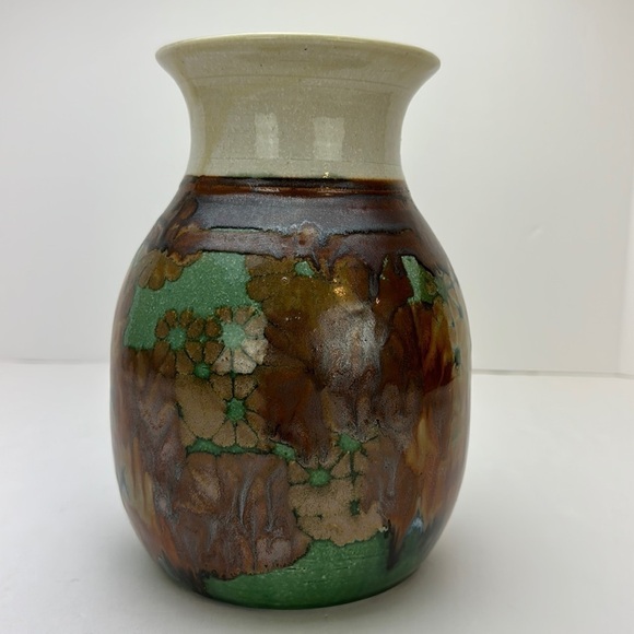 Vtg Apple Lane Studio Art Pottery Vase Abstract Floral Artist Bill Nagengast - Picture 2 of 12